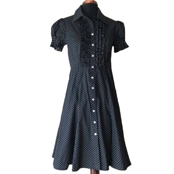 Sequin Hearts Black Retro Polka Dot Dress Sz 3 - Picture 1 of 13